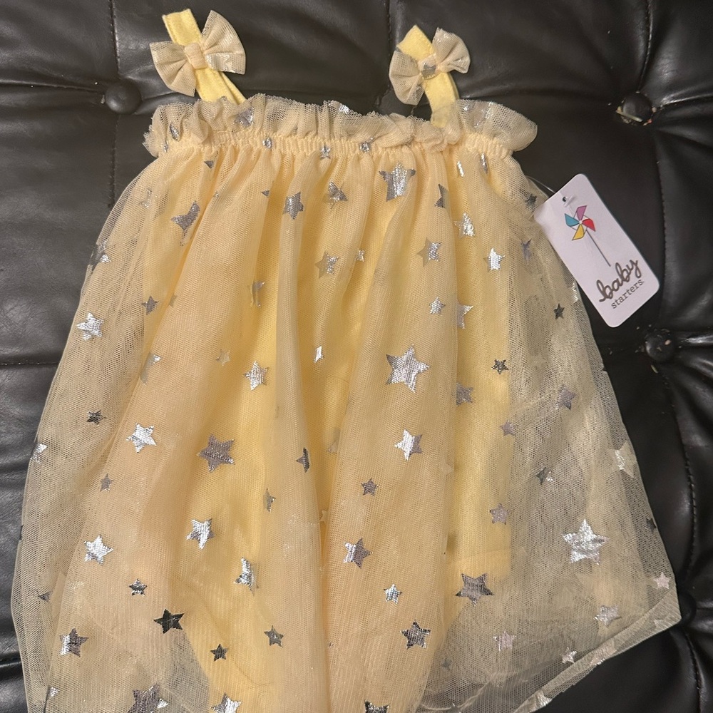 Babydoll dress 18 months Yellow Starry Baby Dress tea party Easter baby shower